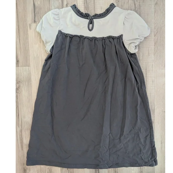 Hanna Andersson Grey Two Tone Ruffled Dress, Girls Size 6/7 120cm (Z3) - Picture 2 of 3
